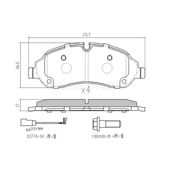 Колодки тормозные перед FORD TRANSIT 14- (с датчиком износа) SAT