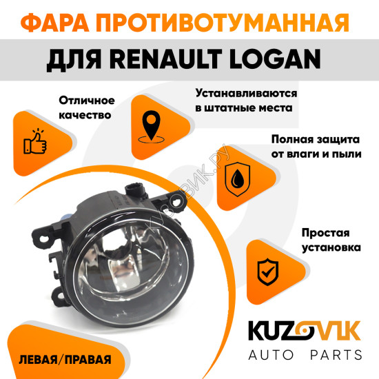 Фара противотуманная Renault Logan левая=правая (1 штука) с регулировкой KUZOVIK